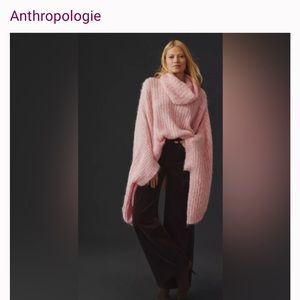 Anthropologie Funnel-Neck Poncho Size ALL Pink/Rose Hand Craft MSRP $98